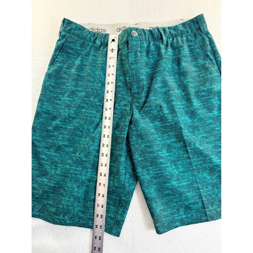 Adidas Golf Shorts Mens 35 Teal Green Space Dye Heather Performance Flat Front